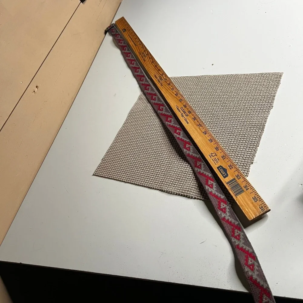 Patagonia Friction Belt Nylon Webbing Grey Red Aztec Geometric Pattern 43 Inch